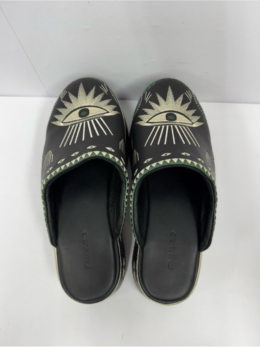 Farm Rio Black Platform Clogs Embroidered Mystic - Picture 5 of 8